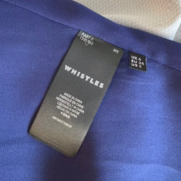 WHISTLES BLUE PLAID PLEATS BACK BOHO DRESS - SIZE 2 - Picture 7 of 8